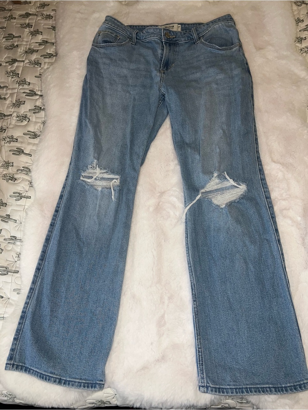 Hollister Light Blue Distressed Flare Jeans